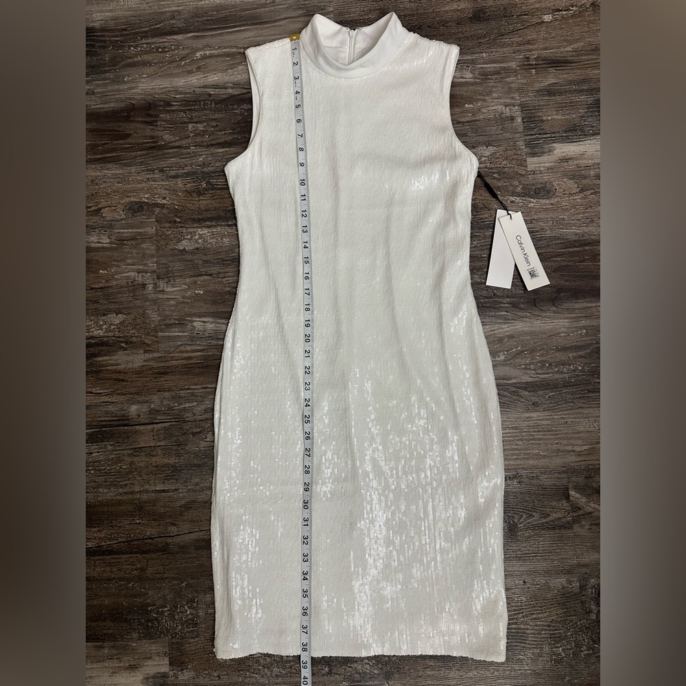 NWT Calvin Klein Women’s White Sequin Cocktail Dress Size 8 - Picture 4 of 8